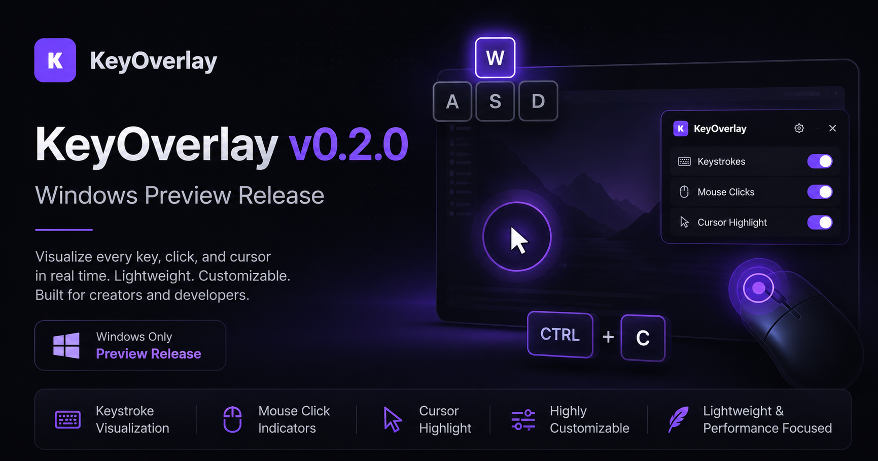 KeyOverlay v0.2.0 – Windows Preview Release